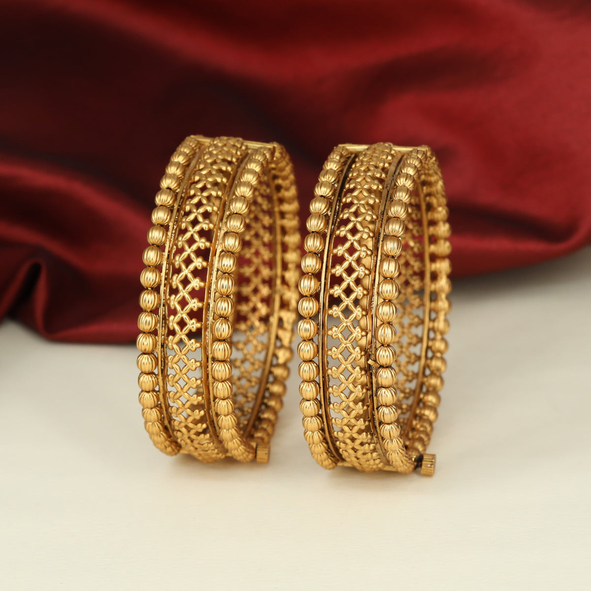 Antique Bangless with Fine Interwoven Detailing and Ribbed Beadwork