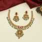 Richly Crafted Antique Necklace featuring Sculpted Lakshmi and Fine Floral Ornamentation