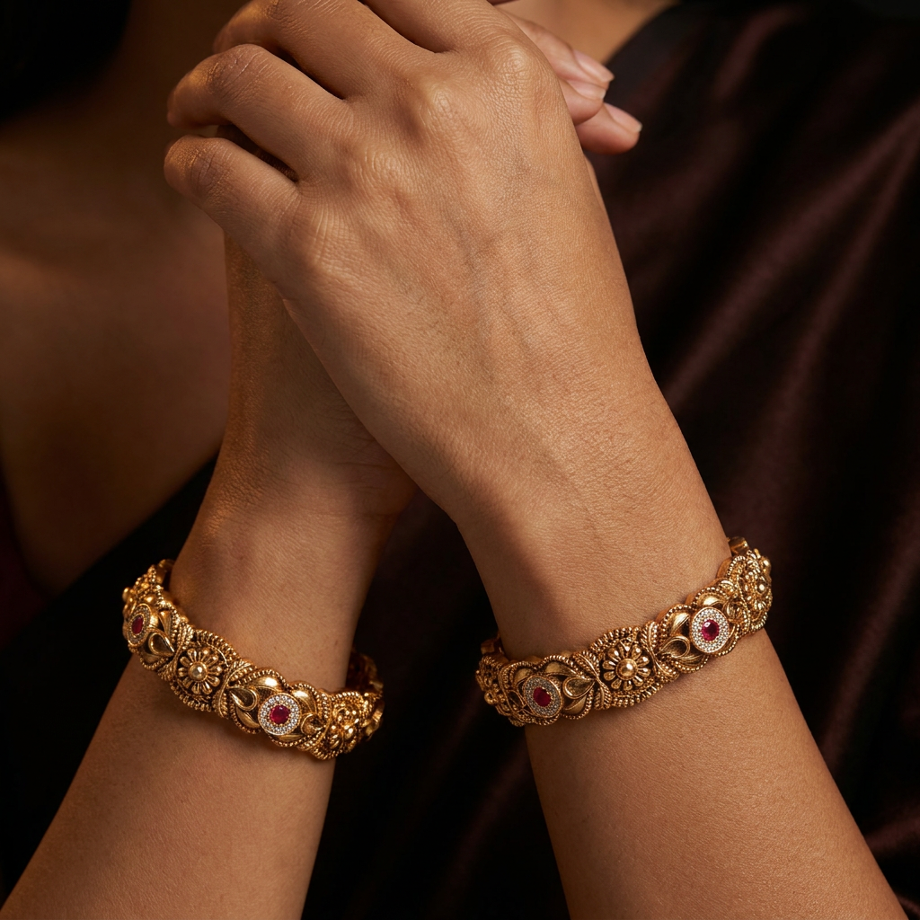 Rosette Antique Bangles with Paisley Borders
