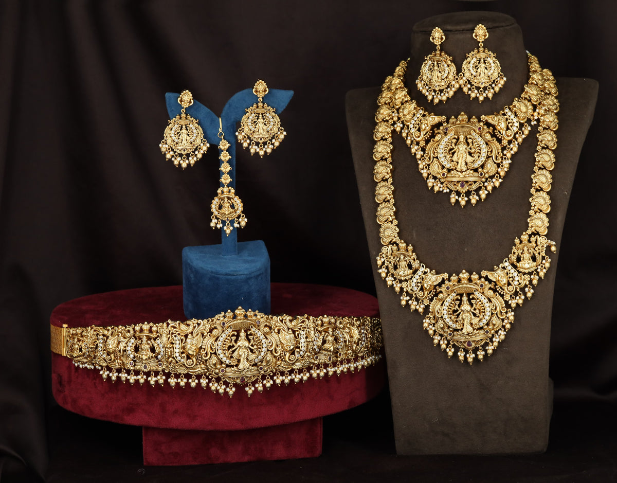 Richly Detailed Antique Combo Set with Floral Relief and Traditional Sculpted Elements