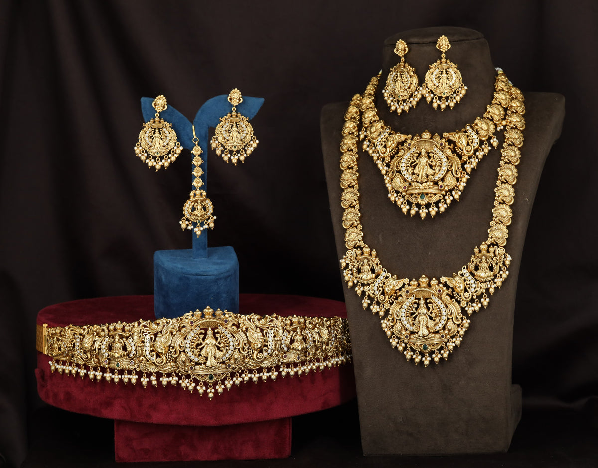 Richly Detailed Antique Combo Set with Floral Relief and Traditional Sculpted Elements