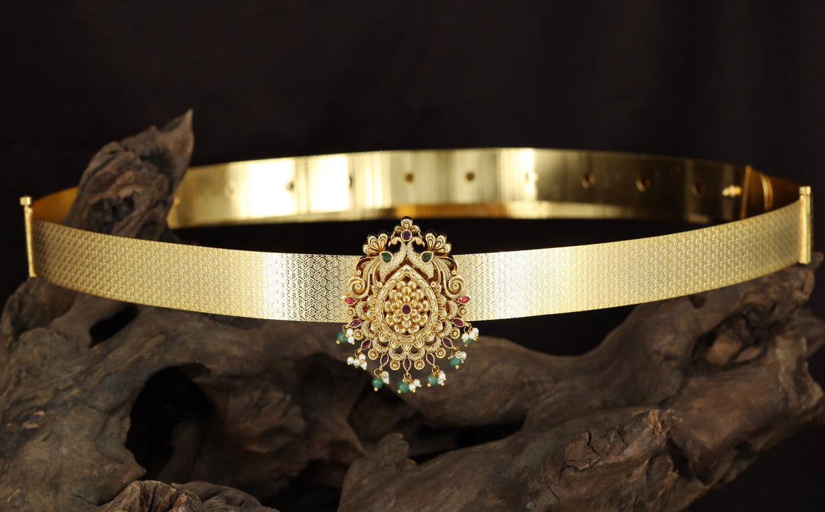 Antique Dabu featuring Symmetrical Peacock Forms and an Ornamental Centrepiece