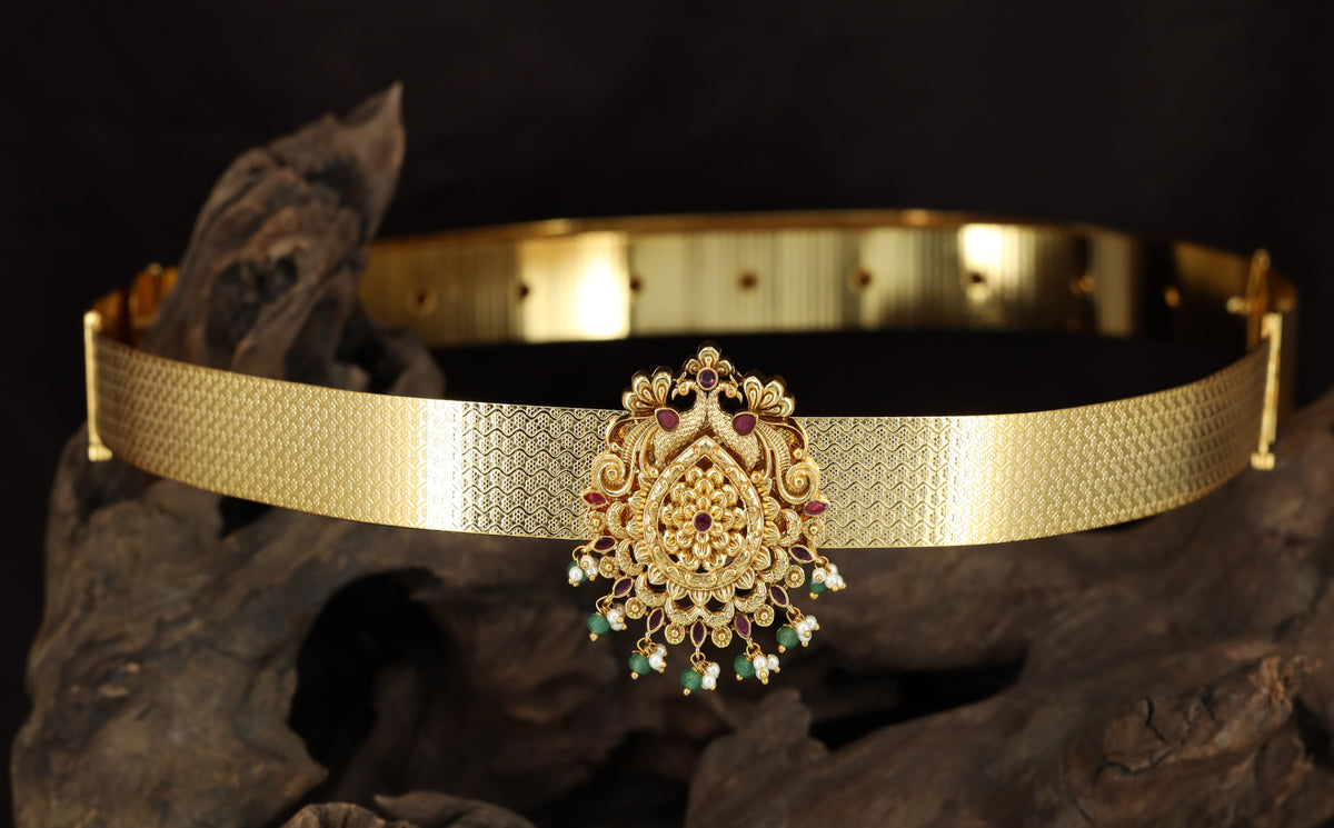 Antique Dabu featuring Symmetrical Peacock Forms and an Ornamental Centrepiece