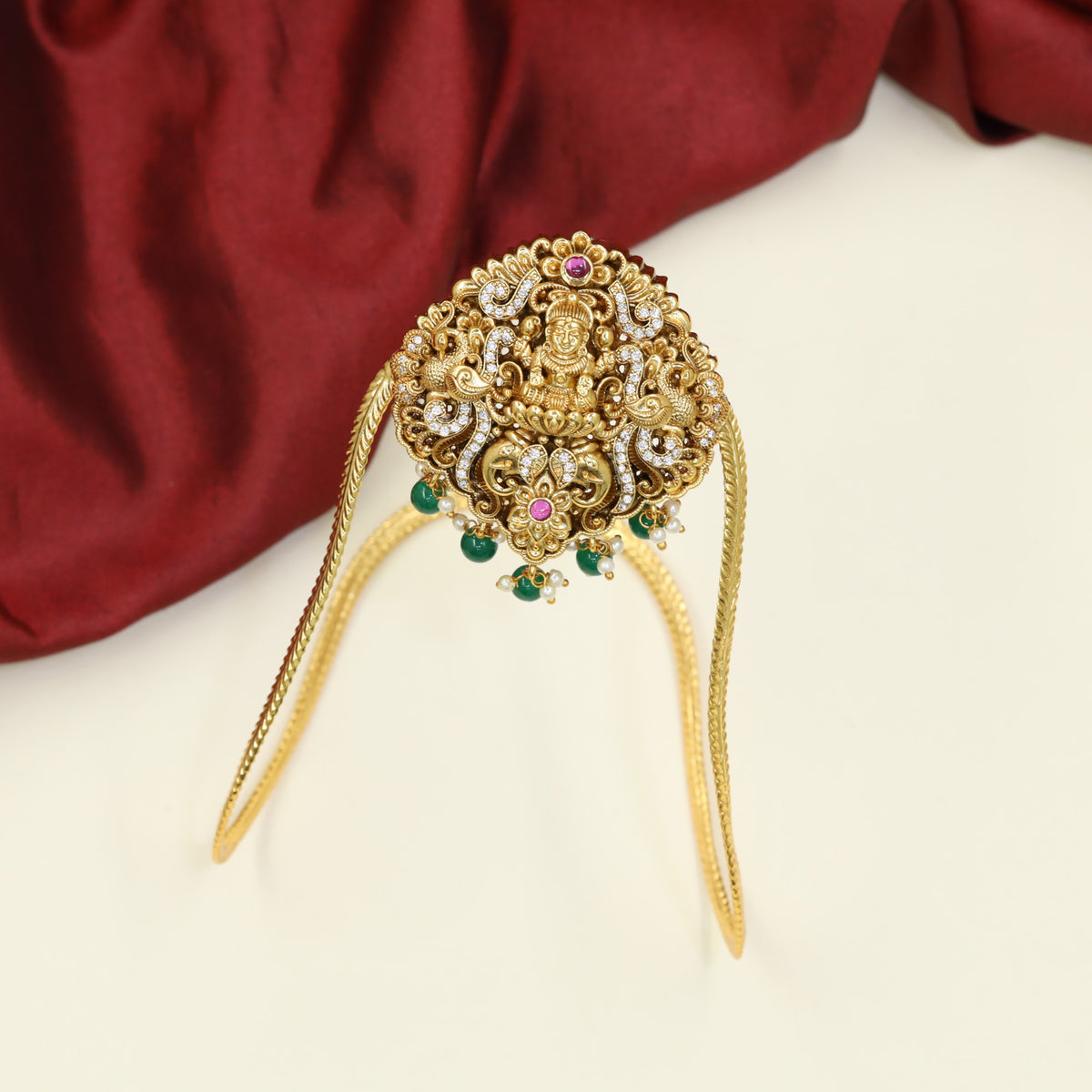 Lakshmi Elephant Antique Vanki with Green Drops