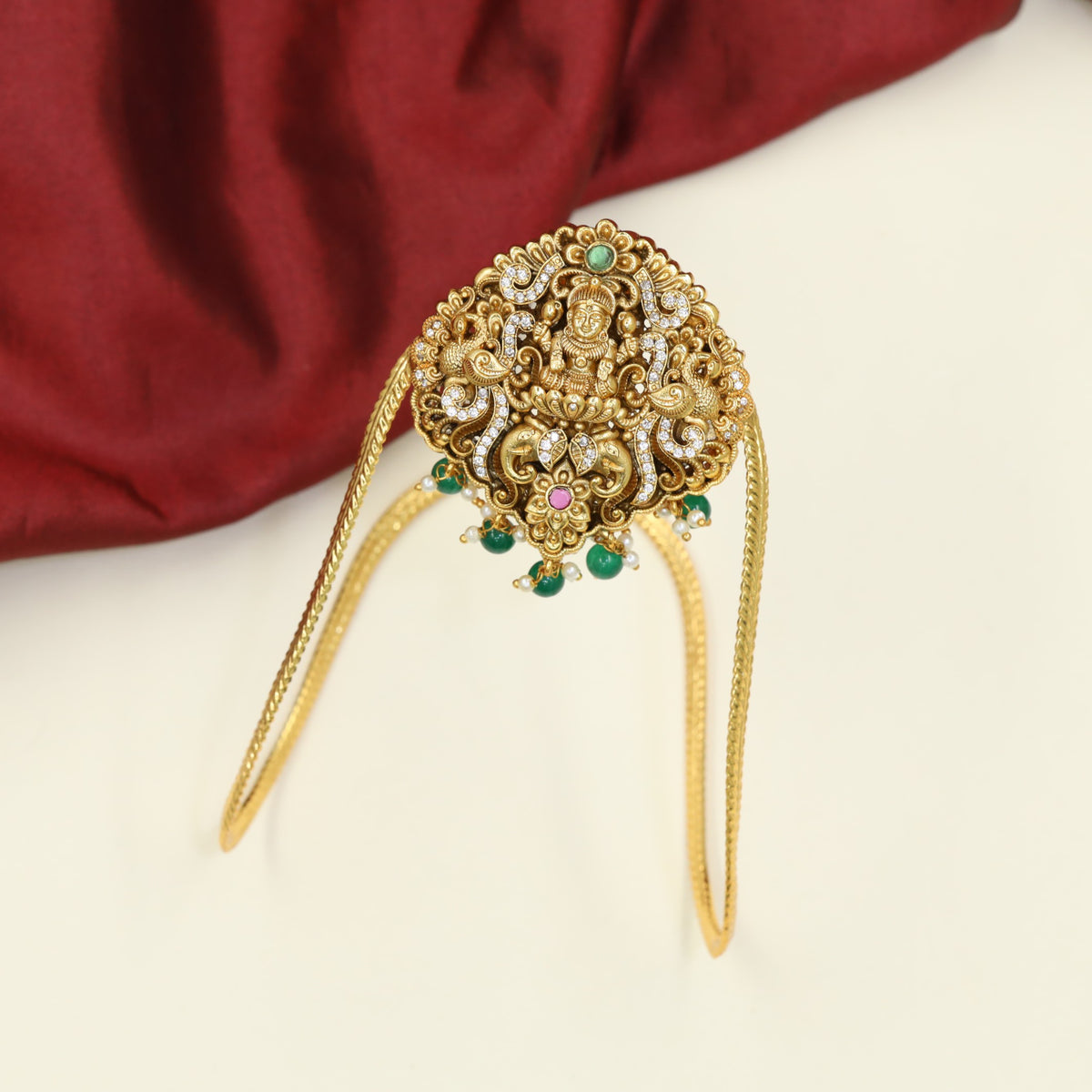 Antique Vanki with Lakshmi Centrepiece and Sculpted Elephant Details