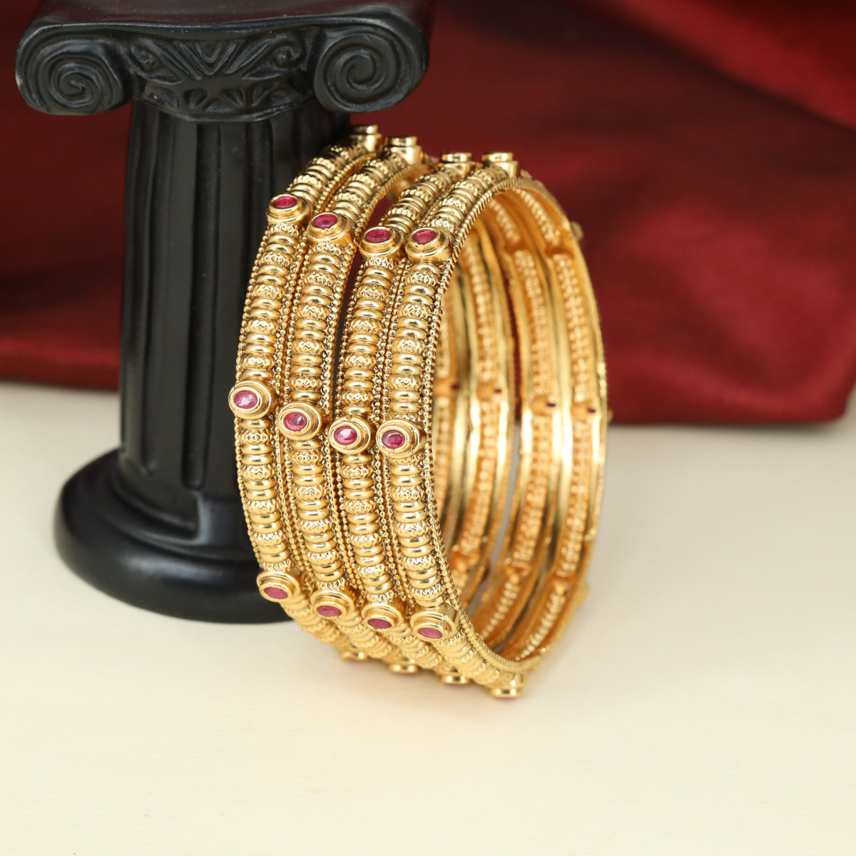 Antique Bangless with Intricate Ropework and Round Accent Details