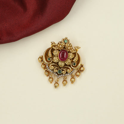 Classic Antique Jade BIlle featuring Twin Peacocks and Central Floral Ornamentation