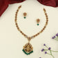 Traditional Antique Necklace featuring Detailed Lakshmi Pendant and Beaded Accents