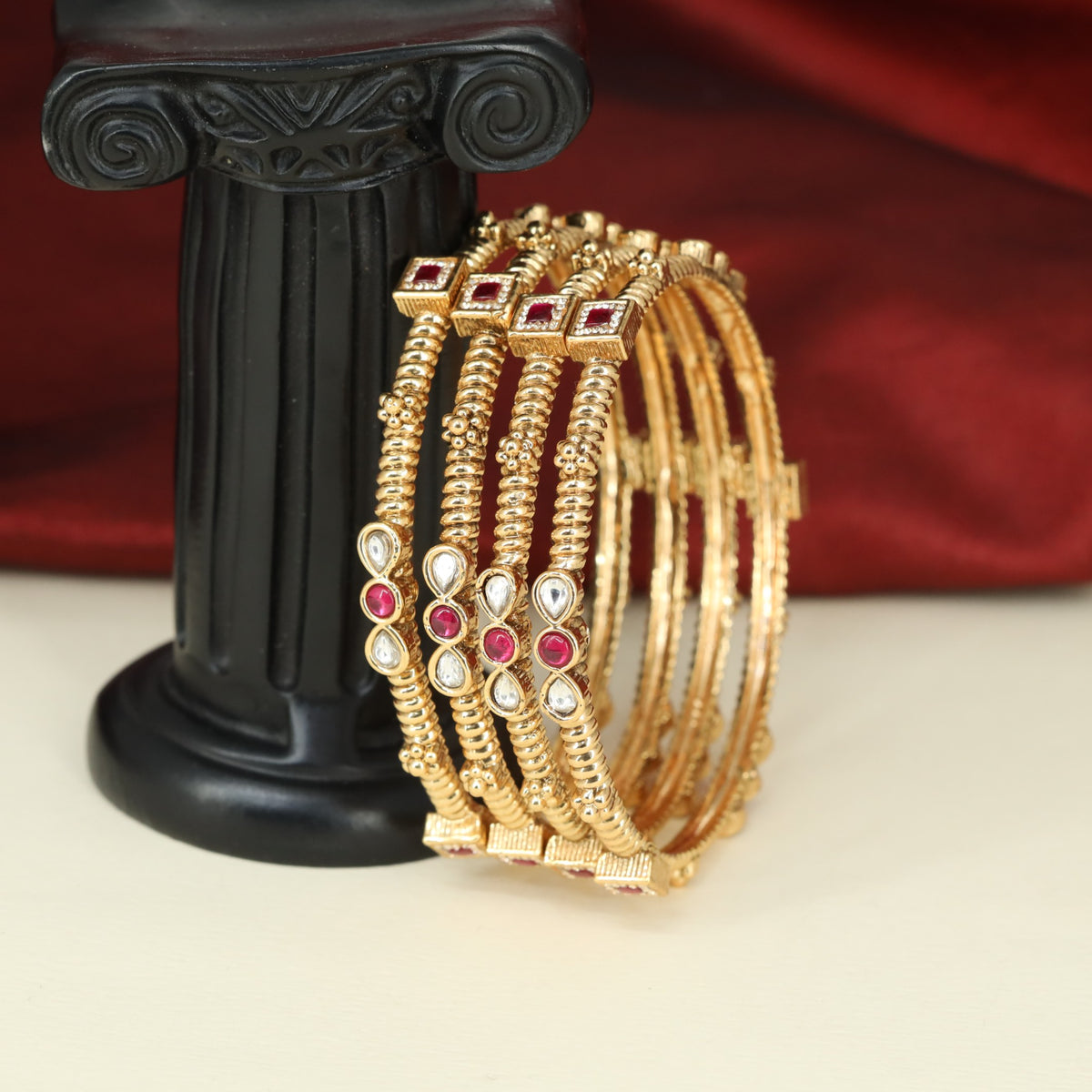 Antique Bangless Featuring Pearl-like Beadwork and Drop Details