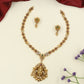 Traditional Antique Necklace featuring Detailed Lakshmi Pendant and Beaded Accents