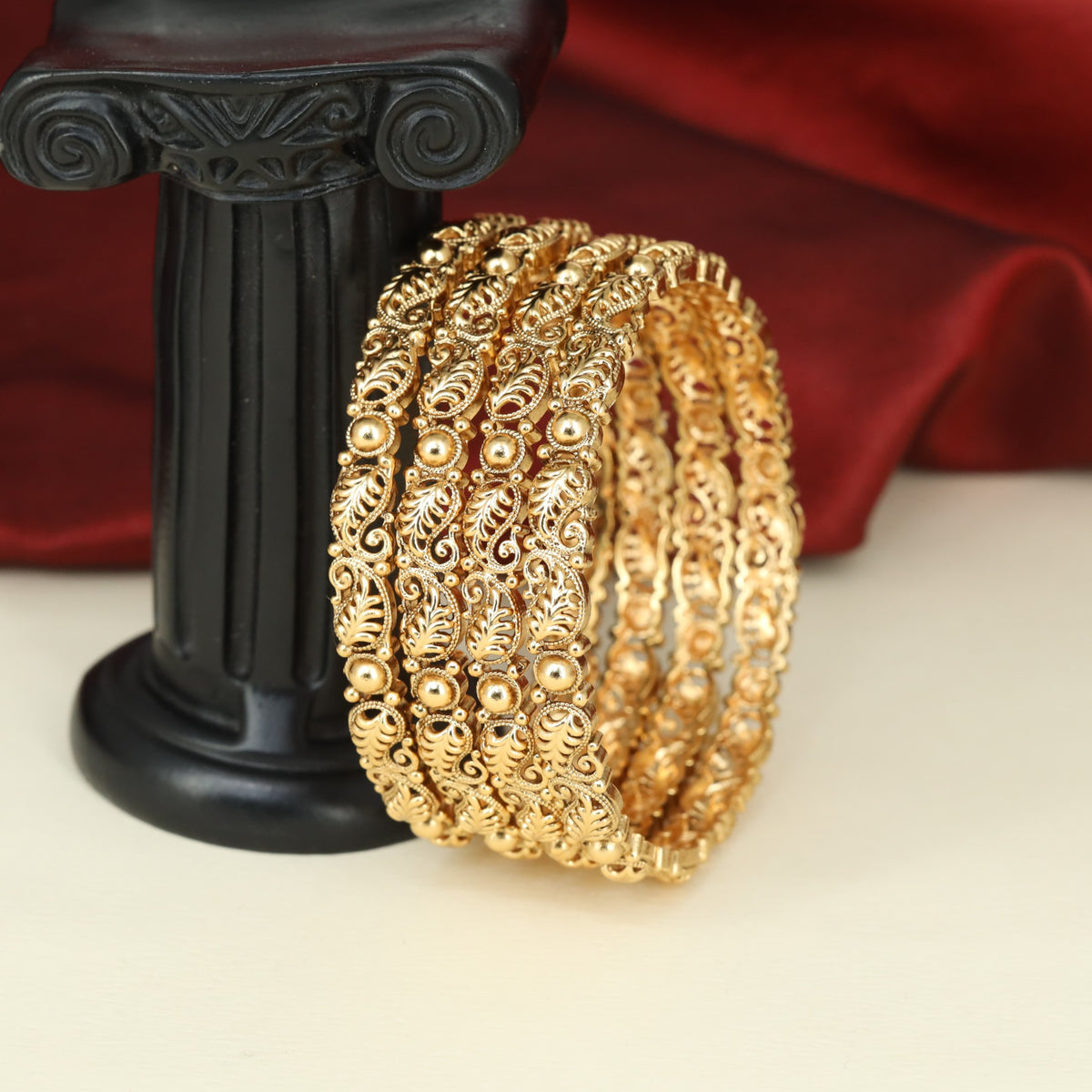 Grand Antique Bangless with Rich Paisley and Botanical Detailing