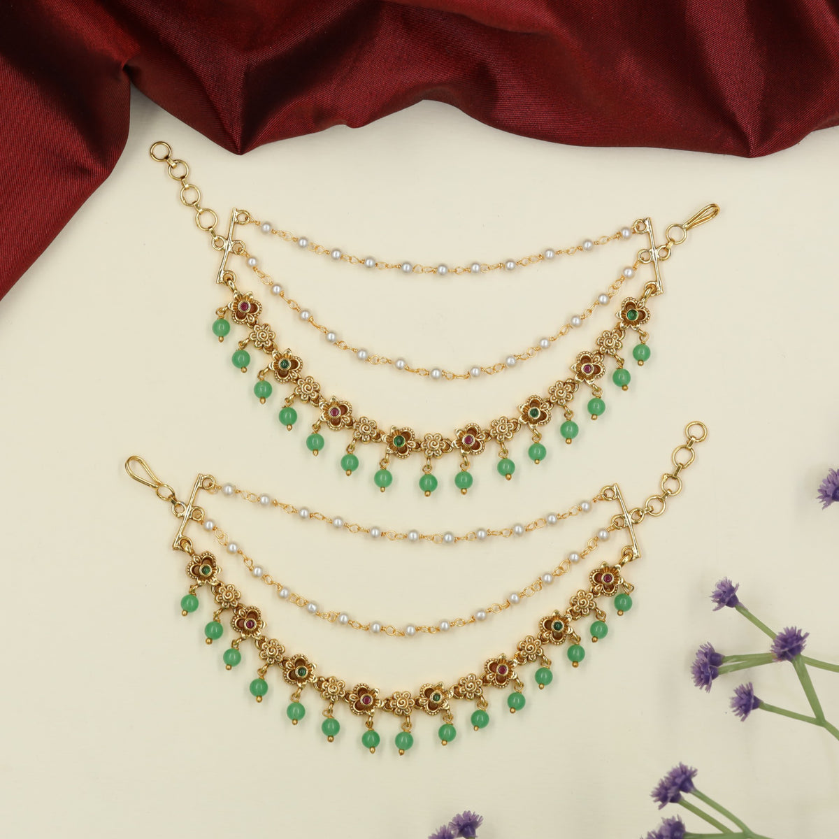 Antique Mati with Elaborate Floral Linkwork and Delicate Beaded Details