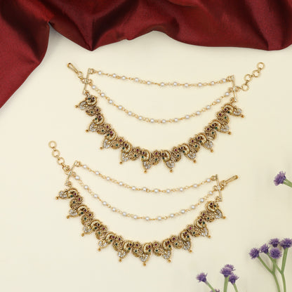 Antique Mati with Sculpted Peacock Elements and Fine Hanging Accents