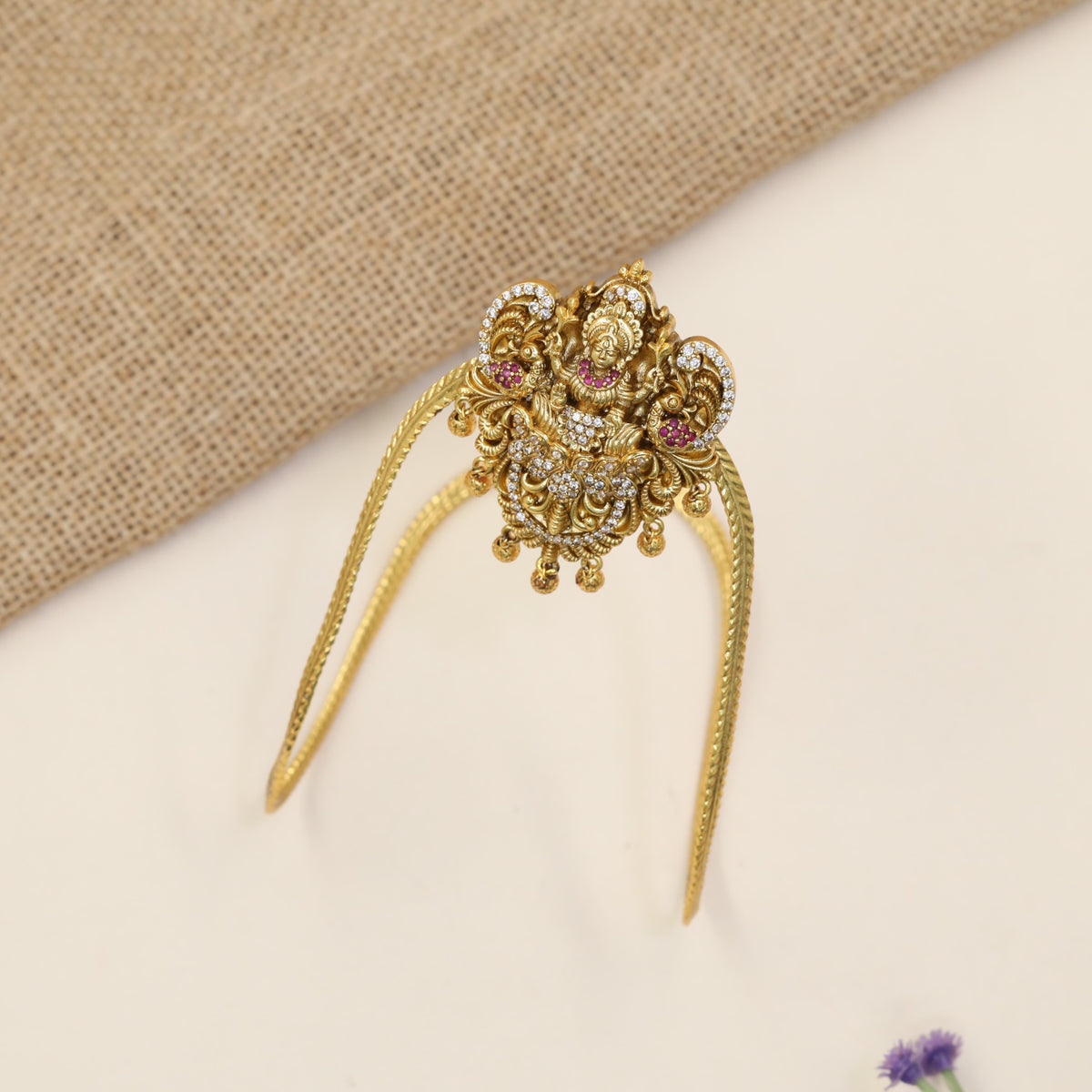 Classic Antique Vanki featuring Rich Central Ornamentation and Delicate Drop Accents