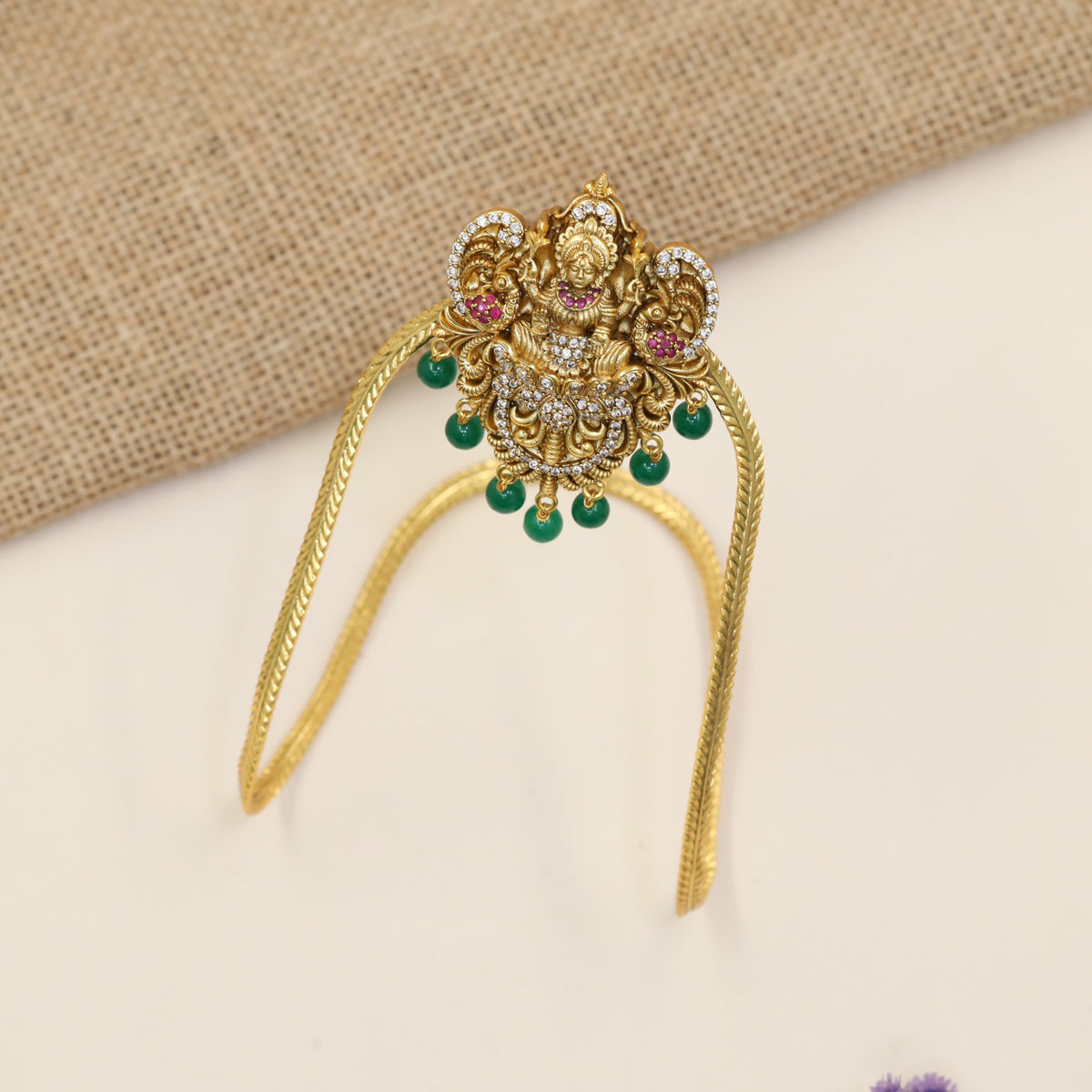 Classic Antique Vanki featuring Rich Central Ornamentation and Delicate Drop Accents