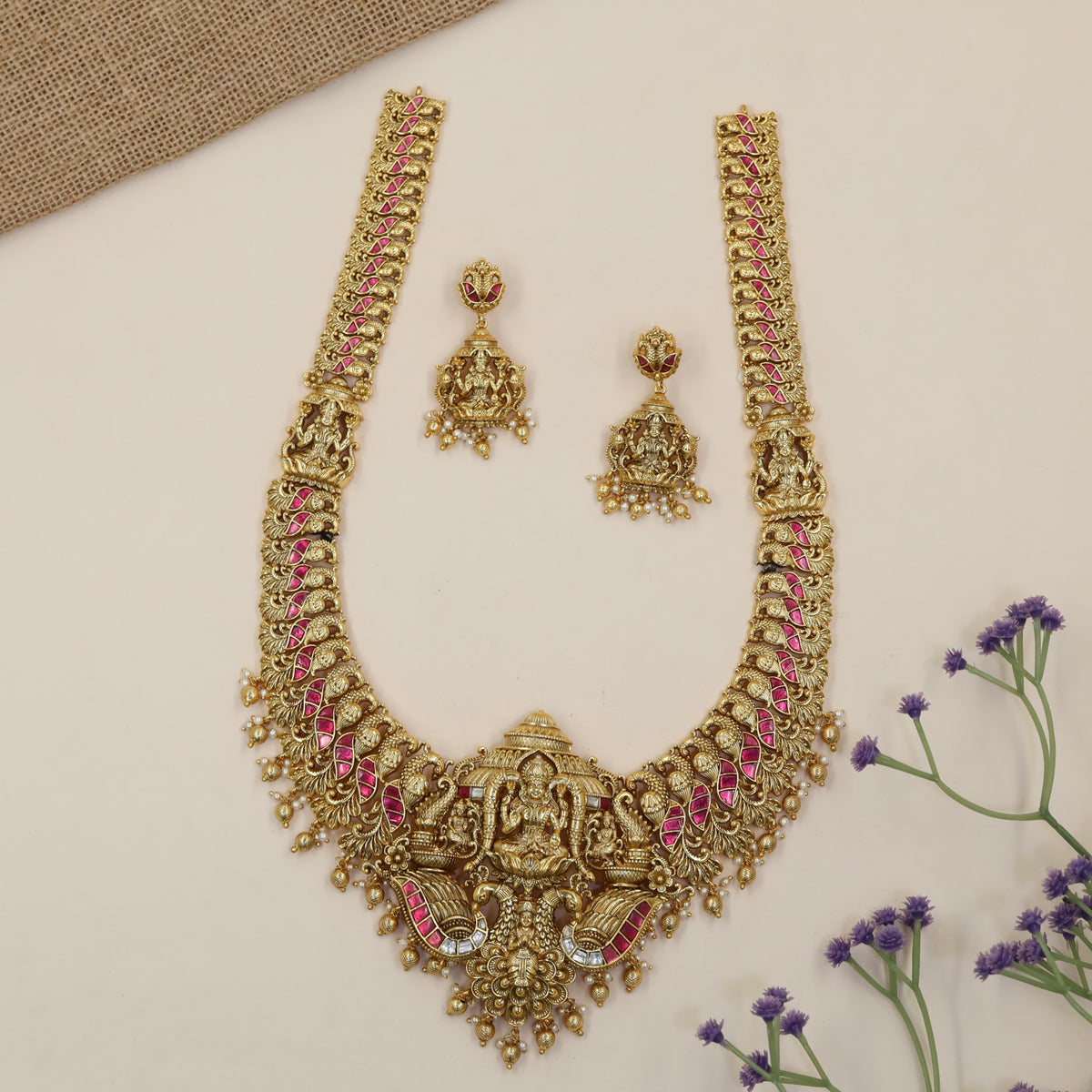 Antique Long Haara featuring Lakshmi and Ganda Berunda Detailing