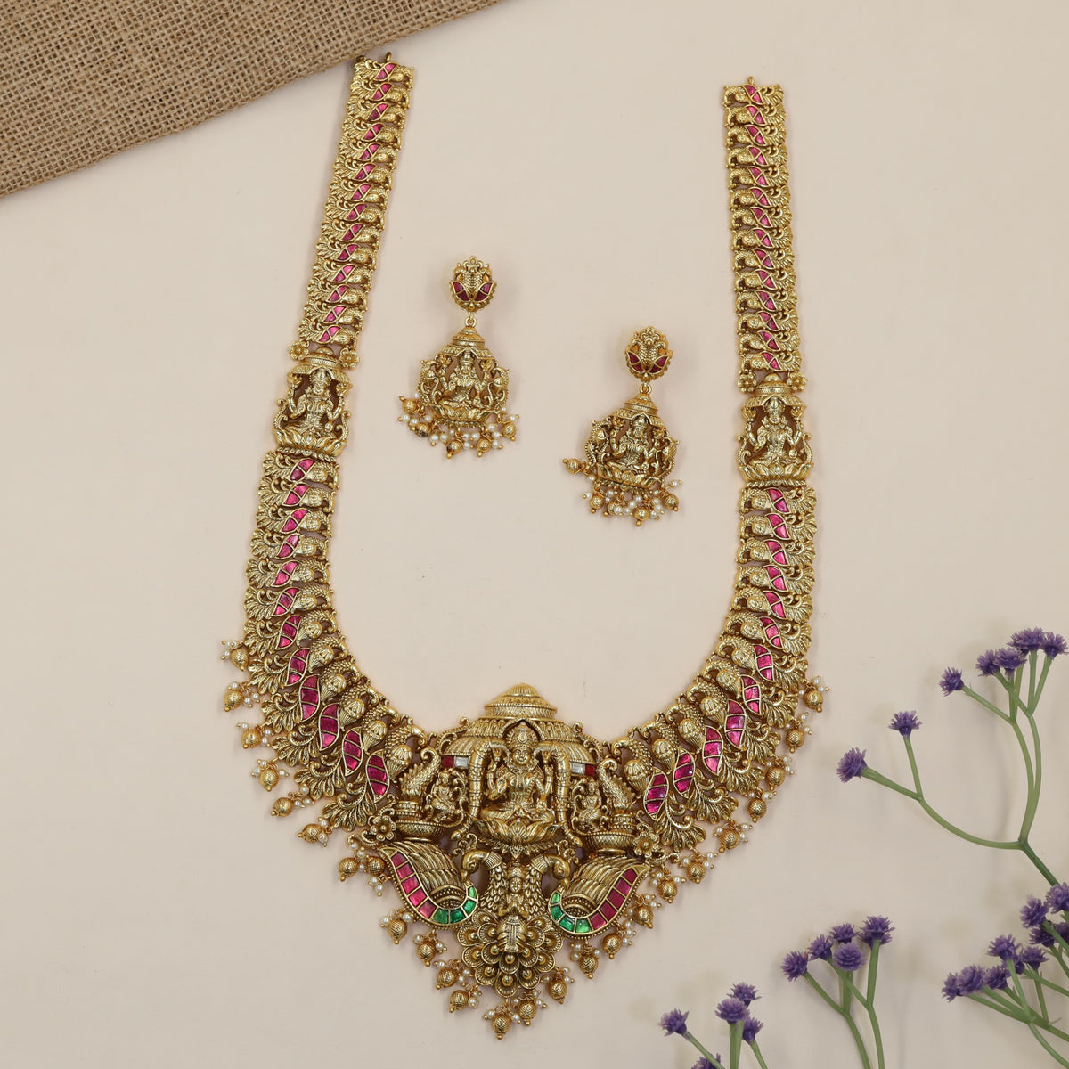 Antique Long Haara featuring Lakshmi and Ganda Berunda Detailing