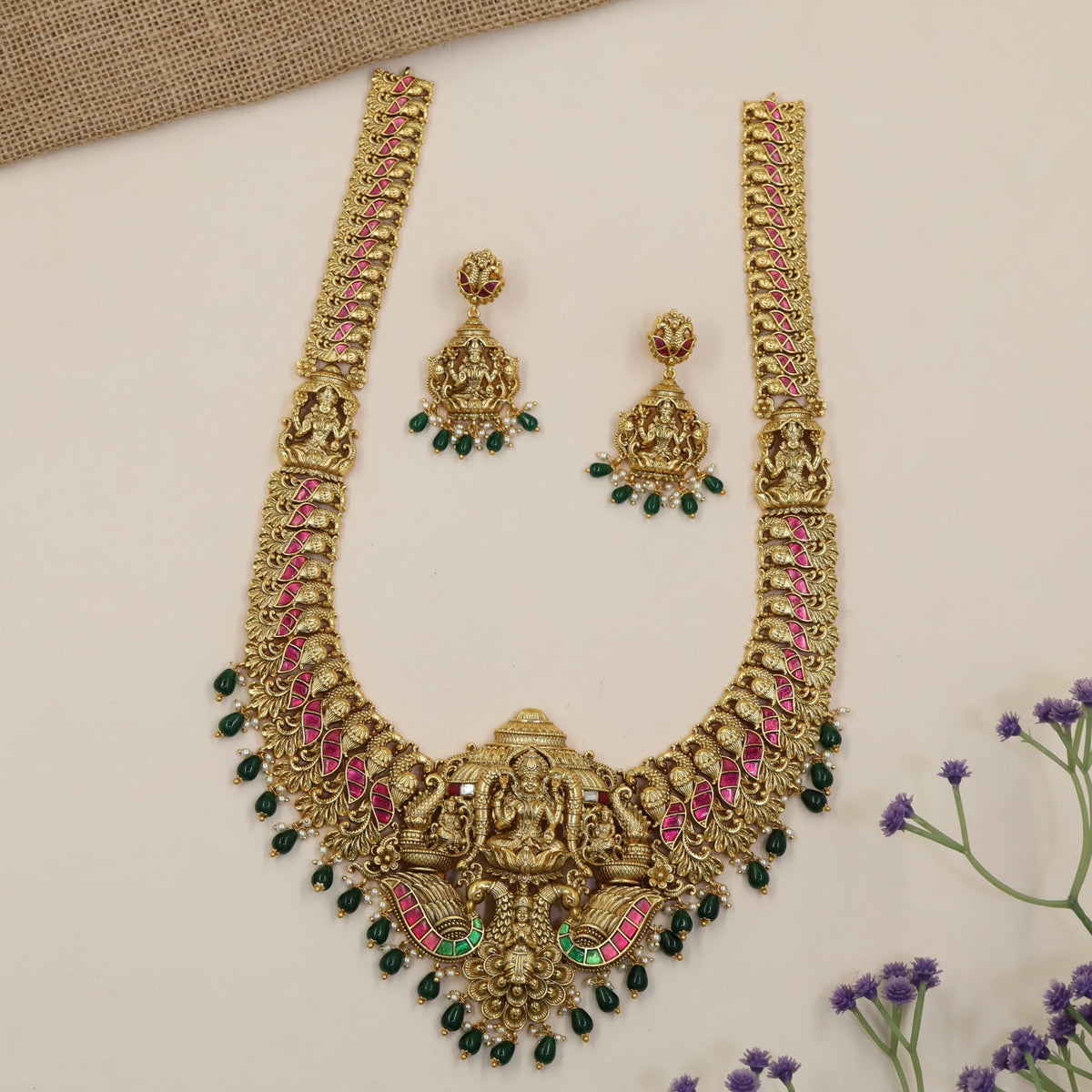 Antique Long Haara featuring Lakshmi and Ganda Berunda Detailing