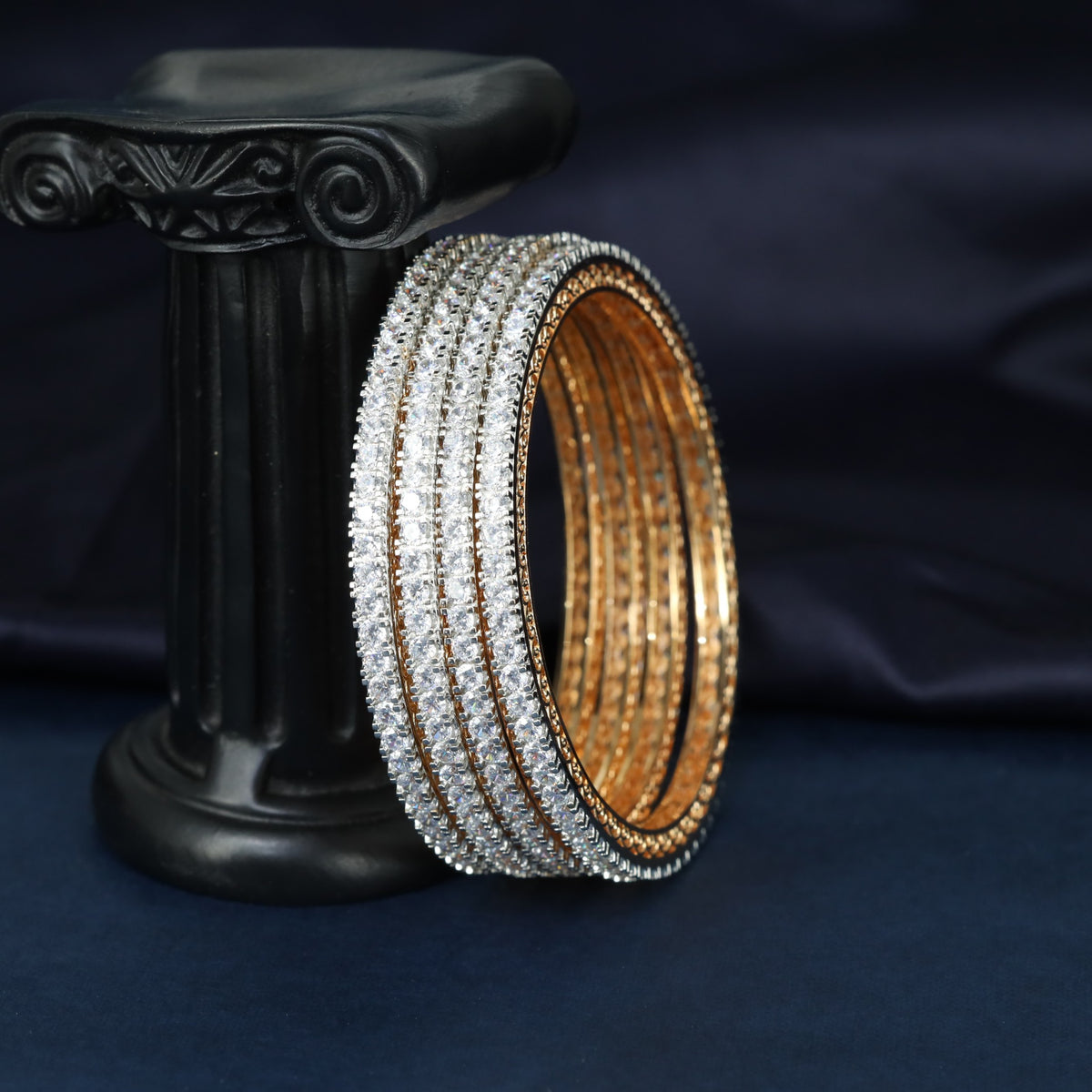 Contemporary Gj Bangles with Closely Arranged Sparkling Bands