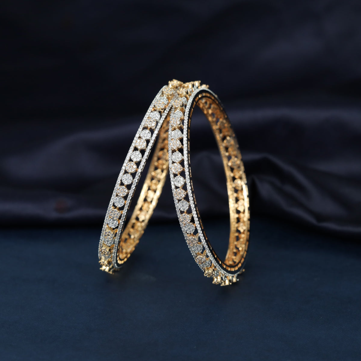 Modern Gj Bangles featuring Continuous Floral Cluster Work