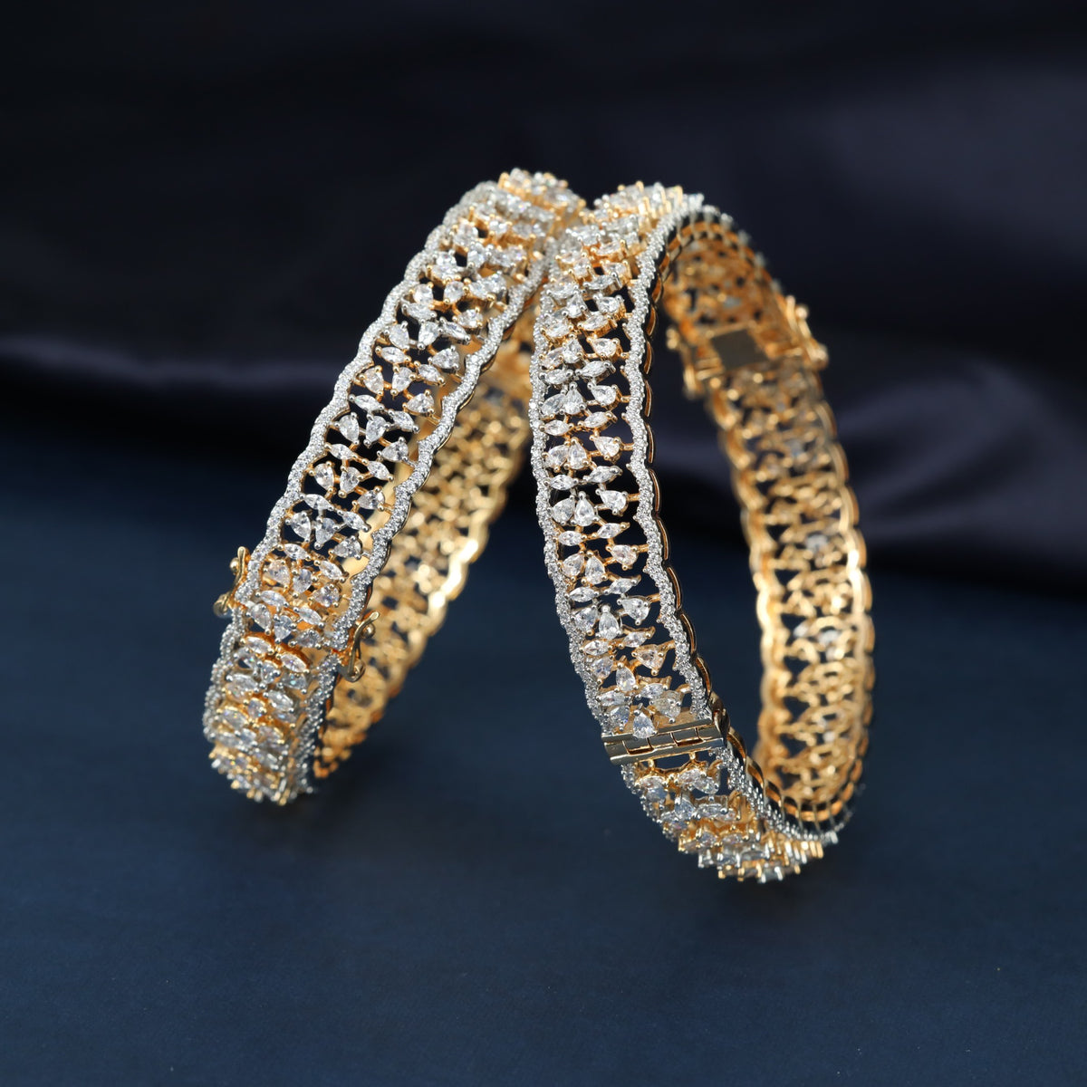 Royal GJ Bangles with Interconnected Openwork Elements