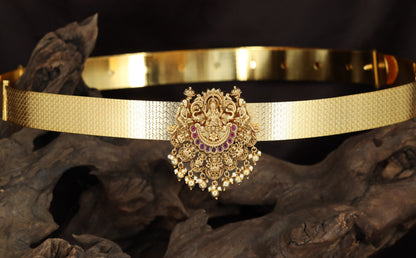 Royal Lakshmi Antique Dabu featuring an elaborate goddess centerpiece