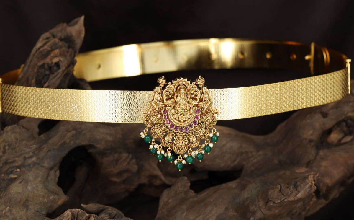 Royal Lakshmi Antique Dabu featuring an elaborate goddess centerpiece