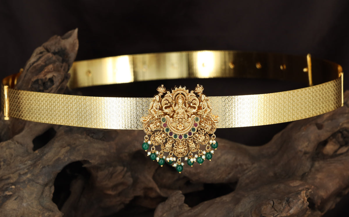 Royal Lakshmi Antique Dabu featuring an elaborate goddess centerpiece