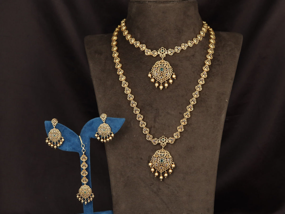 Statement Antique Combo Set with two coordinated necklace designs