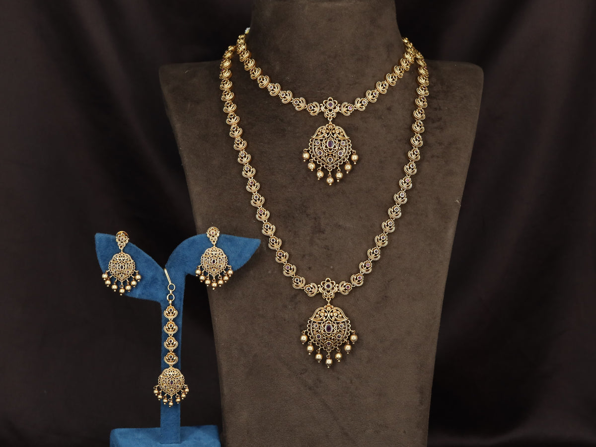 Statement Antique Combo Set with two coordinated necklace designs