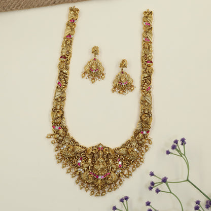Antique Long Haar featuring Gajalakshmi and decorative side elements