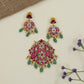 Jadau Pendant featuring intricate peacock detailing and matching earrings