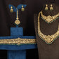 Royal Antique Combo Set with ornate Lakshmi detailing and pearl drop finish