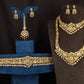 Royal Antique Combo Set with ornate Lakshmi detailing and pearl drop finish