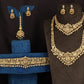 Royal Antique Combo Set with ornate Lakshmi detailing and pearl drop finish