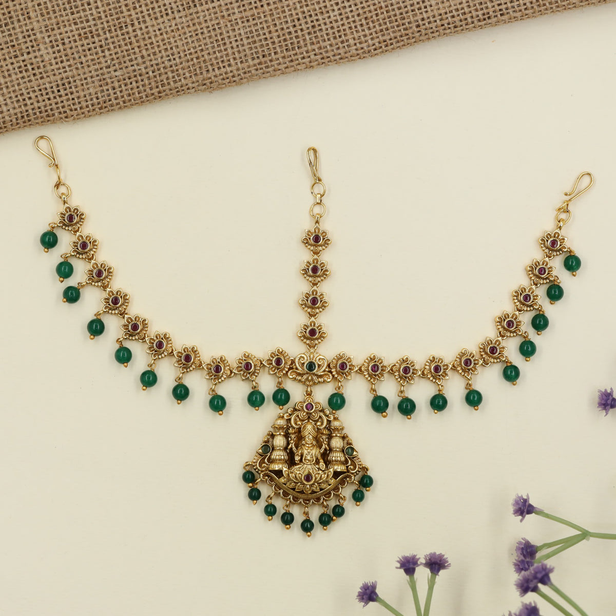 Traditional Indian Lakshmi Antique Headset with ornate floral elements