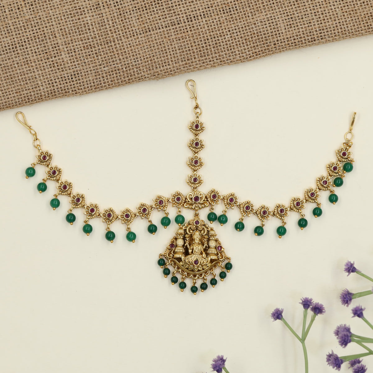 Traditional Indian Lakshmi Antique Headset with ornate floral elements
