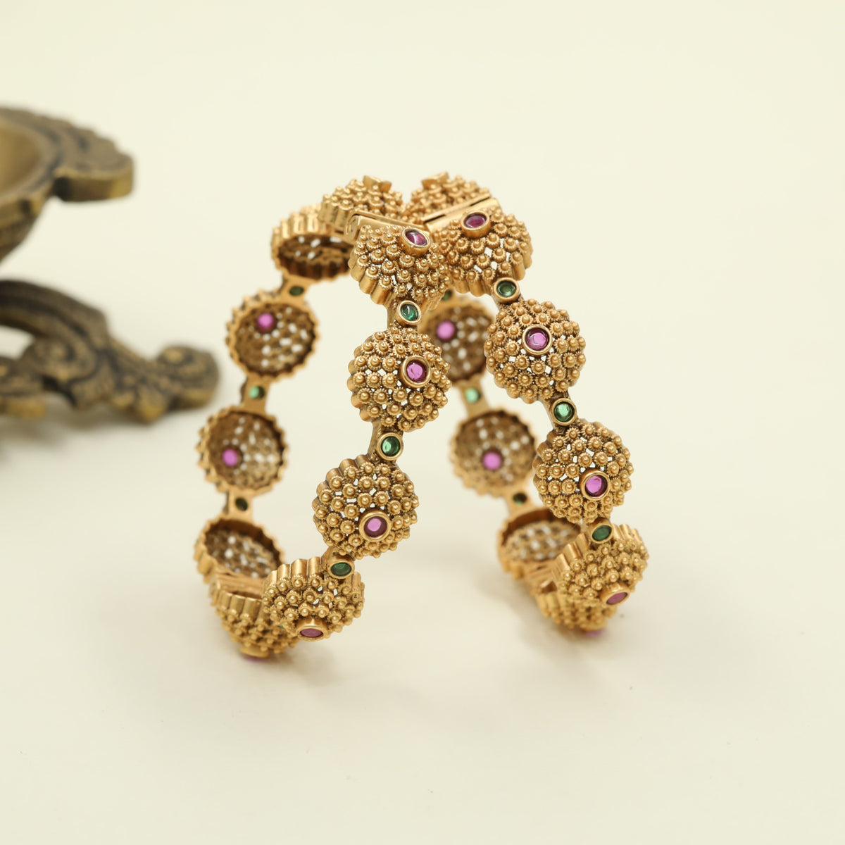 Traditional Antique Bangles with sculpted circular elements
