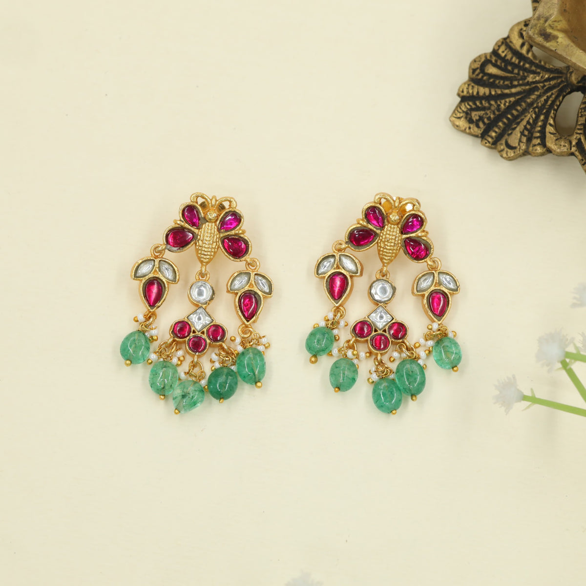 Prestige Jadau butterfly hangings with signature bead clusters