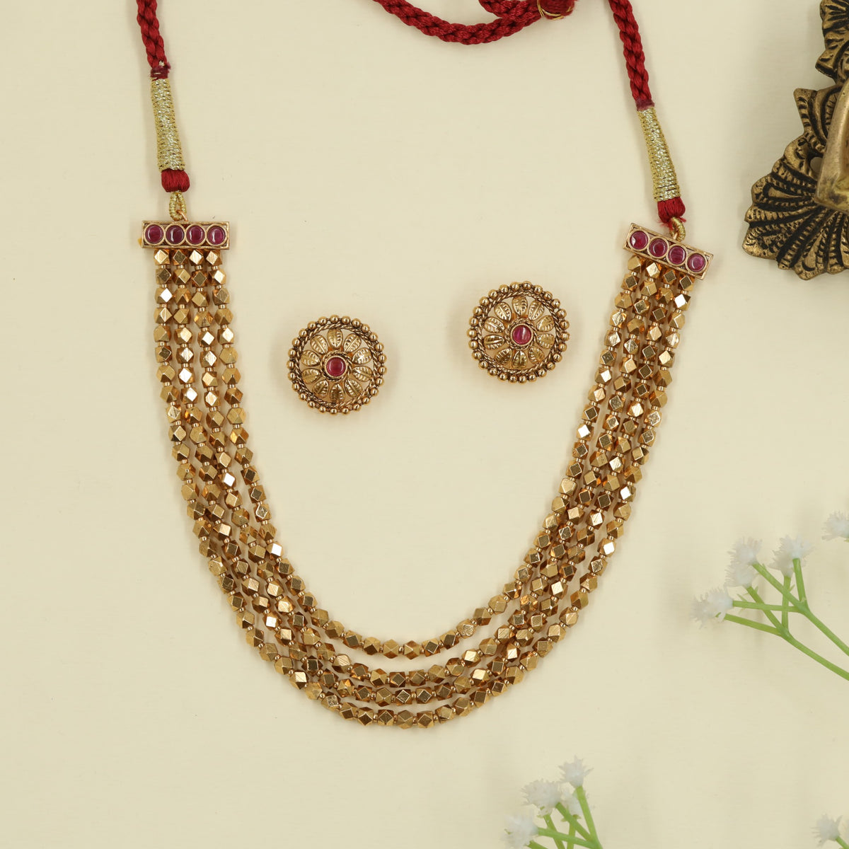 Antique Beads Necklace featuring diamond shaped beadwork