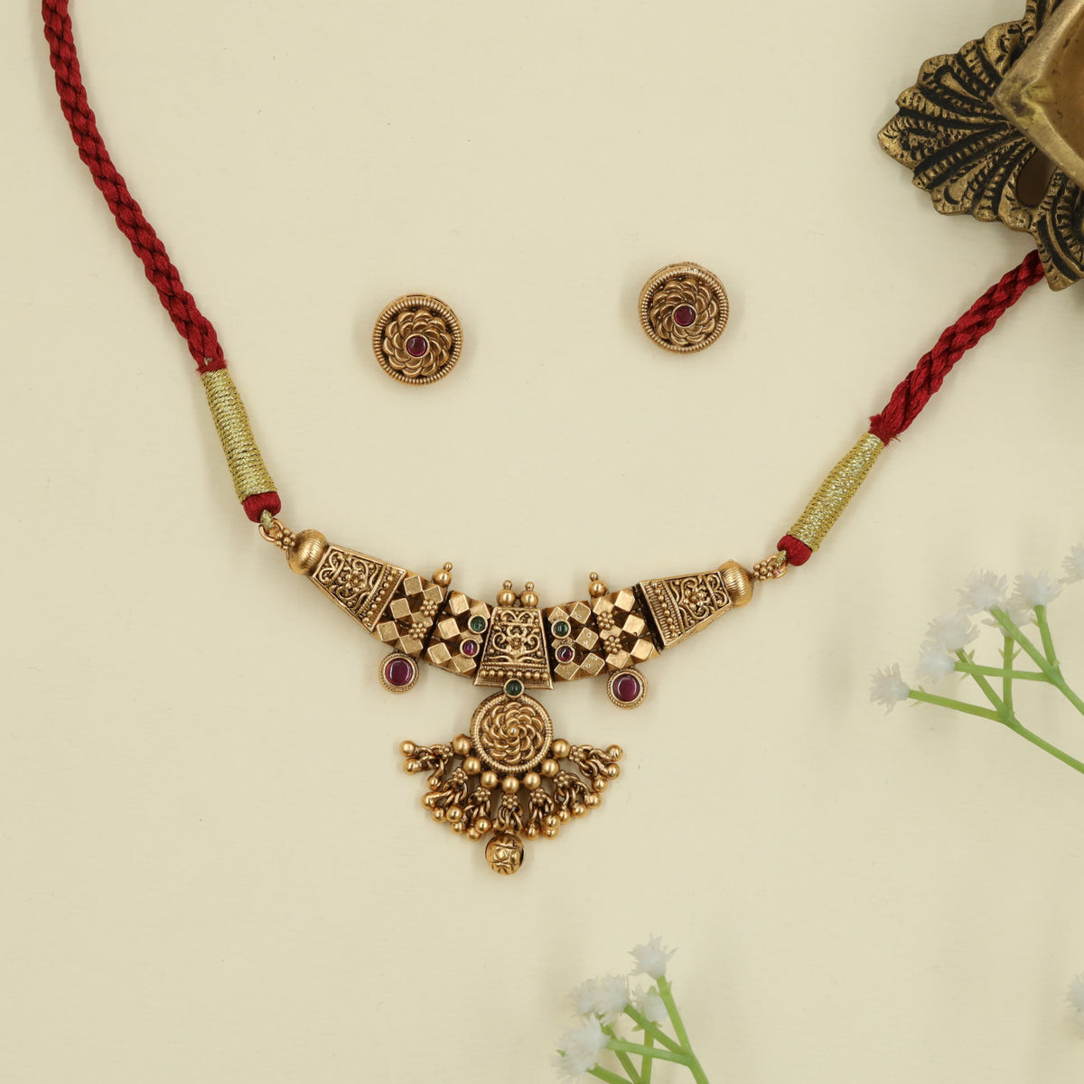 Antique Choker with geometric detailing and an ornate centrepiece