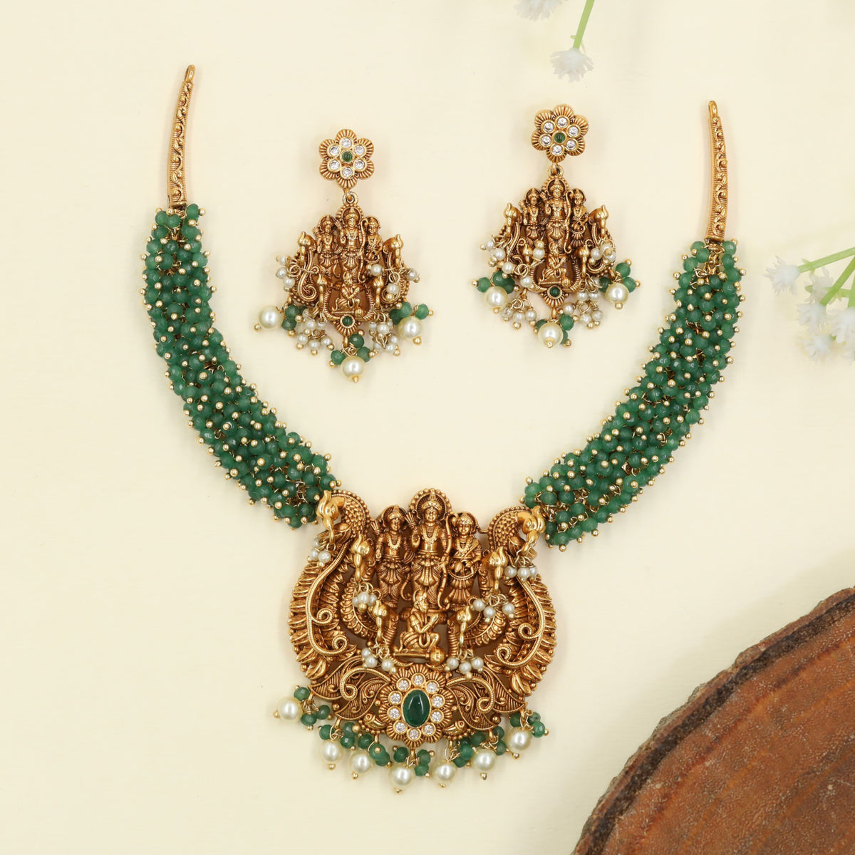 Antique Necklace with a statement Ram Darbar pendant and hanging details