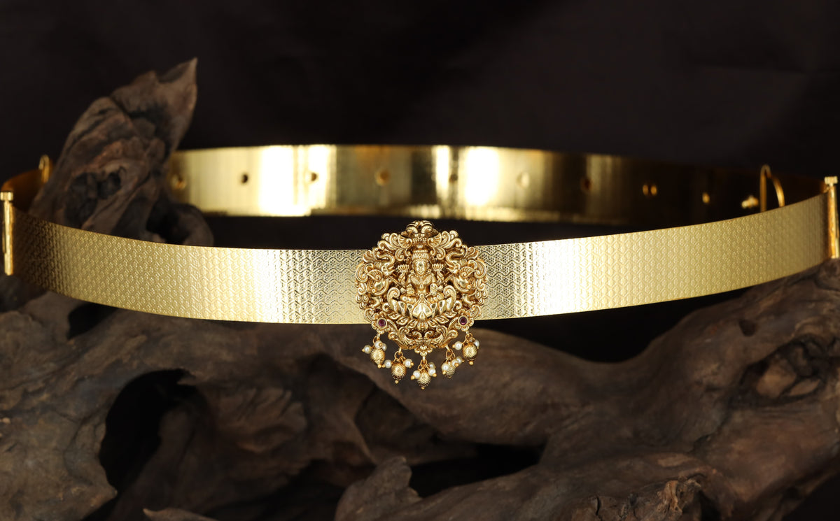 Lotus Lakshmi Antique Dabu with Decorative Drops