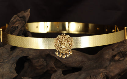 Antique Dabu featuring a seated Lakshmi with lotus detailing