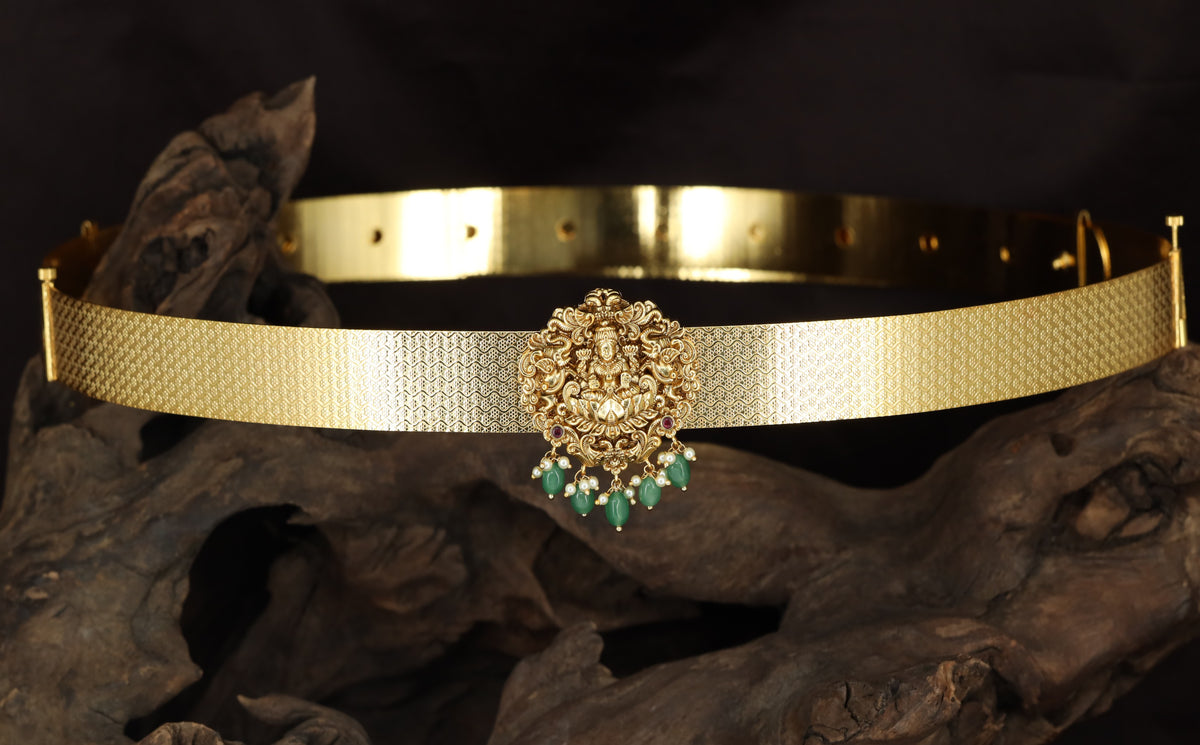 Antique Dabu featuring a seated Lakshmi with lotus detailing