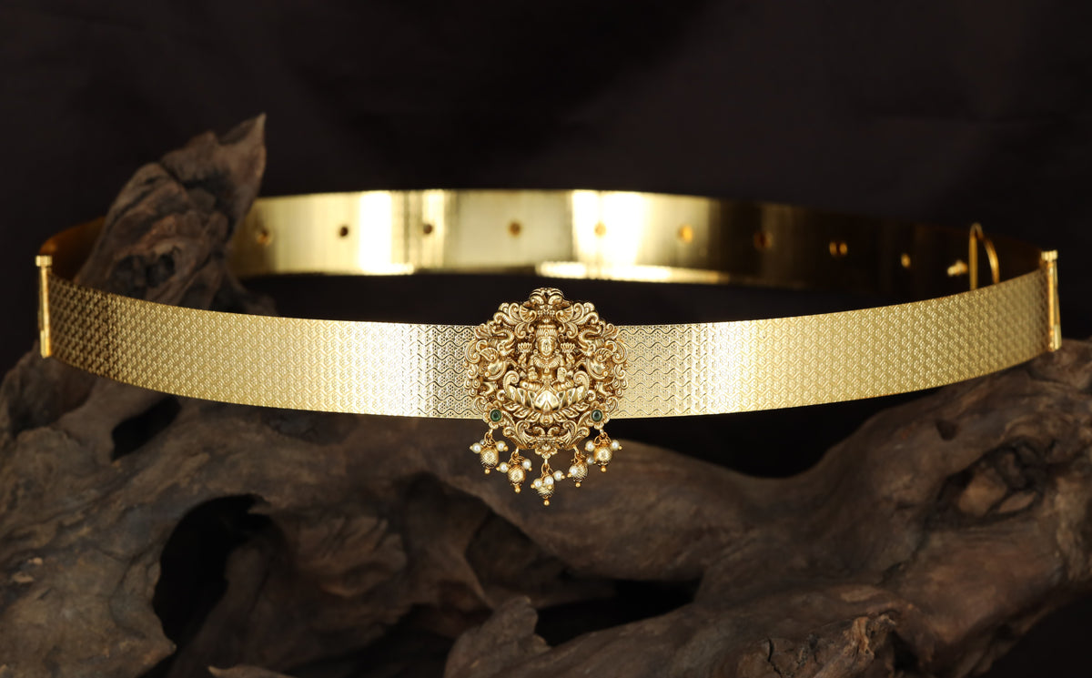 Antique Dabu featuring a seated Lakshmi with lotus detailing
