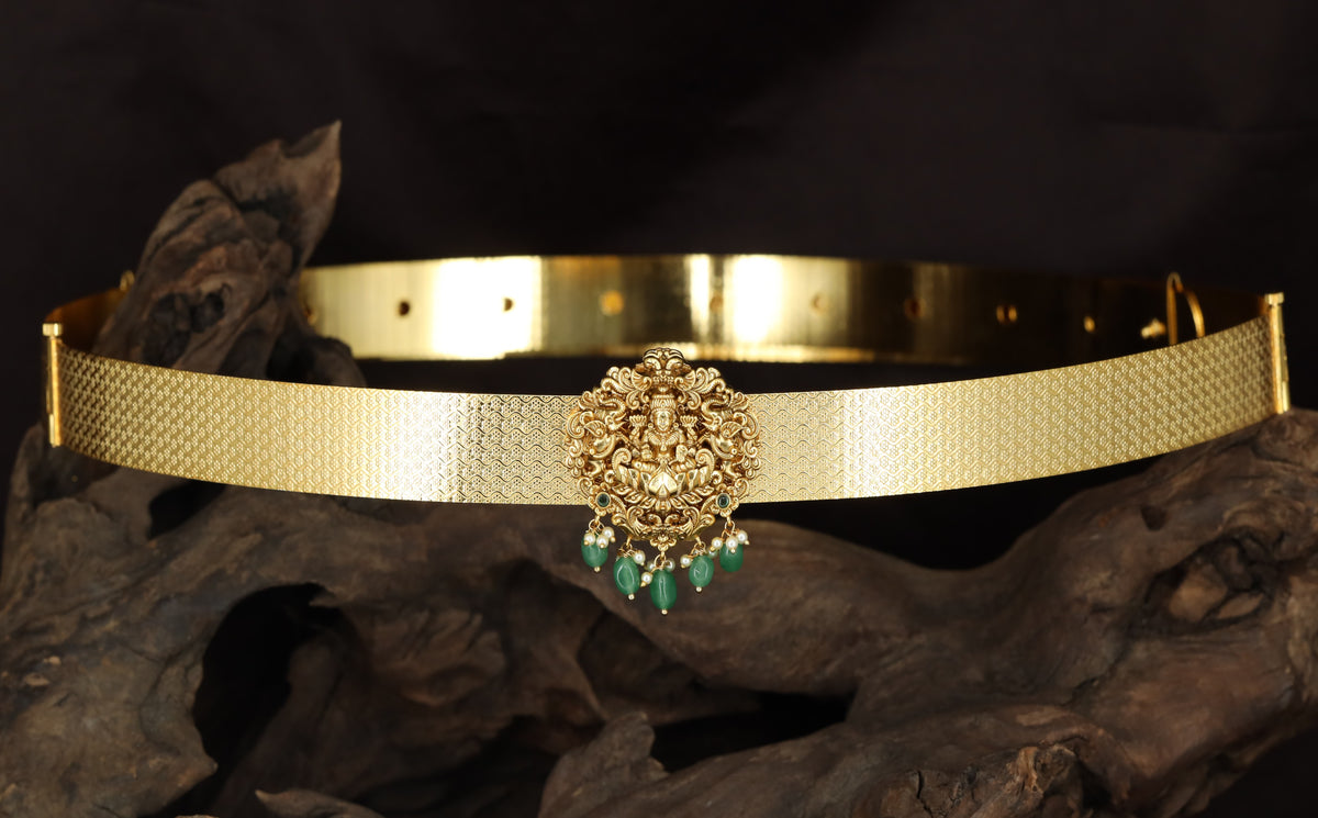 Antique Dabu featuring a seated Lakshmi with lotus detailing