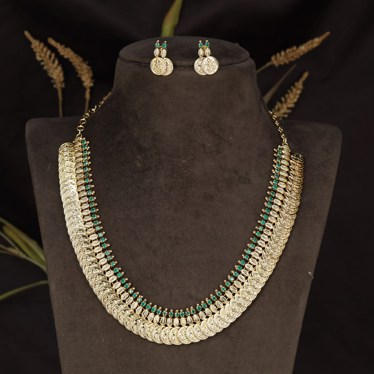 Antique Coin Necklace Set with Circular Detailing