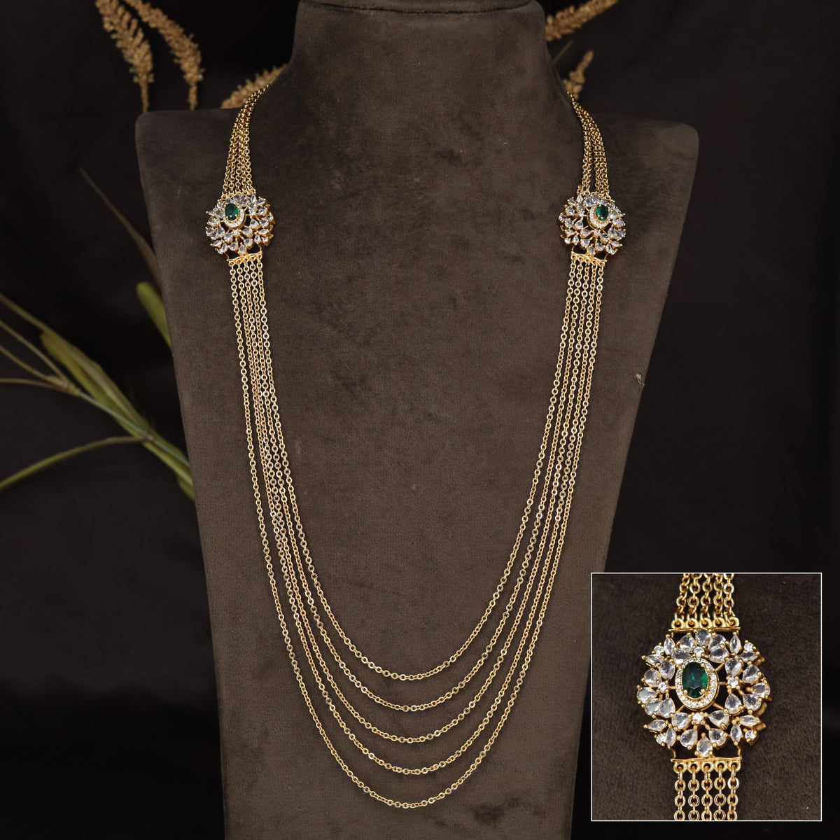 Multi Strand Mope Chains with Intricate Floral Connectors