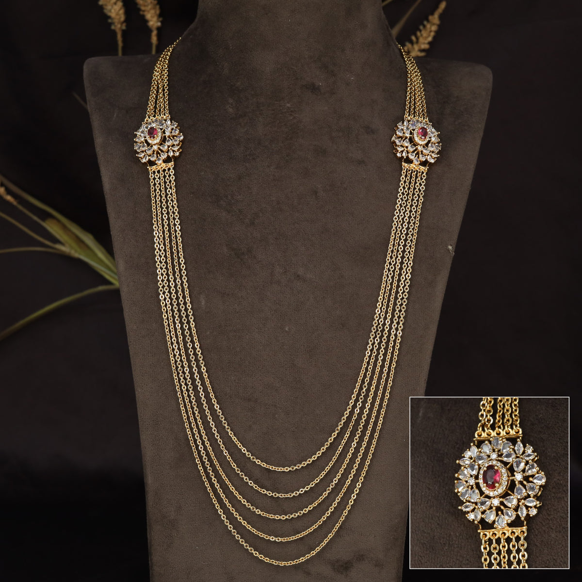 Multi Strand Mope Chains with Intricate Floral Connectors